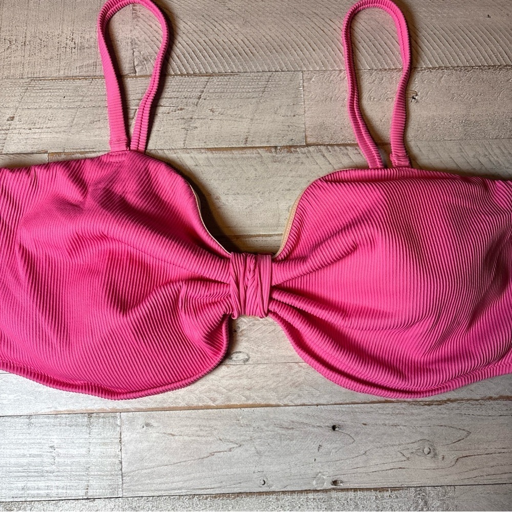 Old Navy Textured-Rib Cinch-Front Bikini Swim Top 4X Pink NWT! - Picture 3 of 16